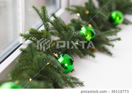 Closeup of long Christmas garland 36518773