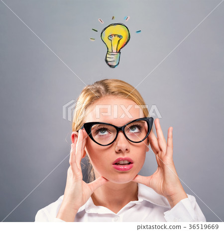 Light Bulb with business woman  36519669