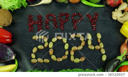 Happy 2024 fruit stop motion 36520937