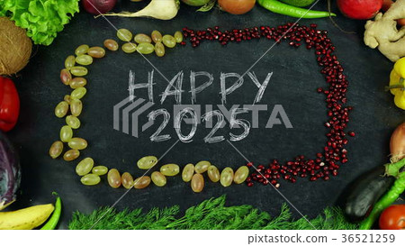 Happy 2025 fruit stop motion Happy 2025 fruit stop motion 36521259
