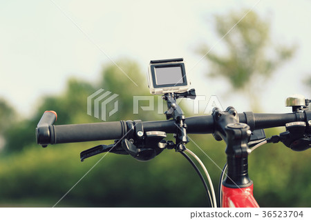 action camera mounted on mountain bike 36523704
