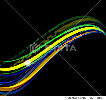 Rainbow color wavy lines on black background - Stock Illustration ...
