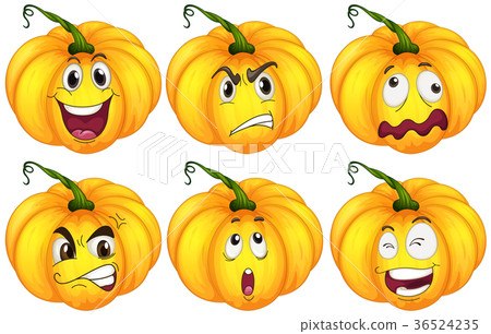 Pumpkins with different facial expressions Pumpkins with different facial expressions 36524235