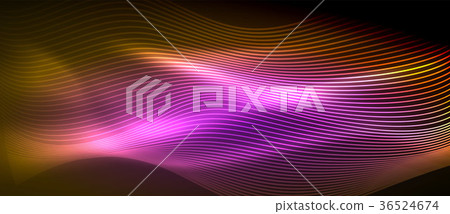Glowing abstract wave on dark, shiny motion Glowing abstract wave on dark, shiny motion 36524674