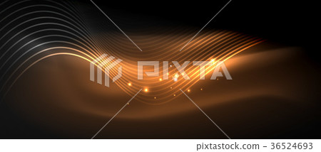 Glowing abstract wave on dark, shiny motion Glowing abstract wave on dark, shiny motion 36524693
