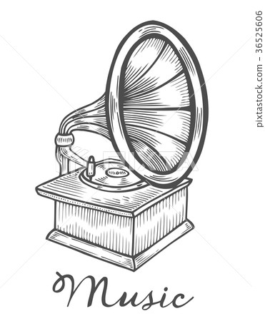 Hand drawn gramophone 36525606