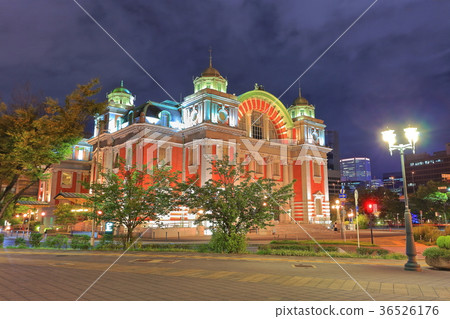 Night view of Osaka city central public hall 36526176
