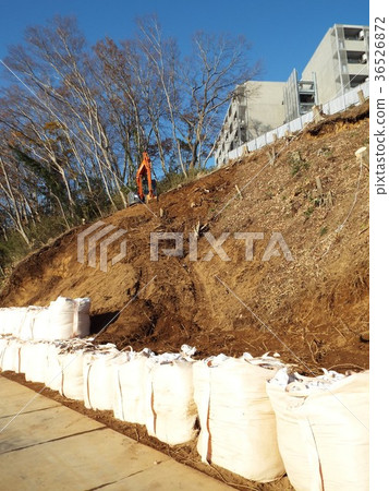 Disaster prevention work on steep slopes from slope adjustment 36526872