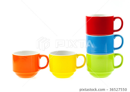 colorful coffee cups isolated on white background. colorful coffee cups isolated on white background. 36527550