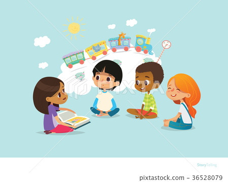 Cute little girl holding book and telling story to Cute little girl holding book and telling story to 36528079