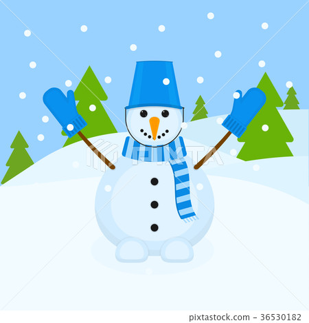 Smiling Snowman Vector - Stock Illustration [36530182] - PIXTA