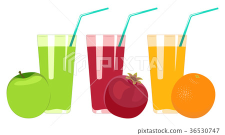 Set of fruit juices. Apple, pomegranate, orange. Set of fruit juices. Apple, pomegranate, orange. 36530747