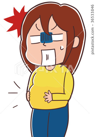 Illustration of a overweight woman who overeats 36533846