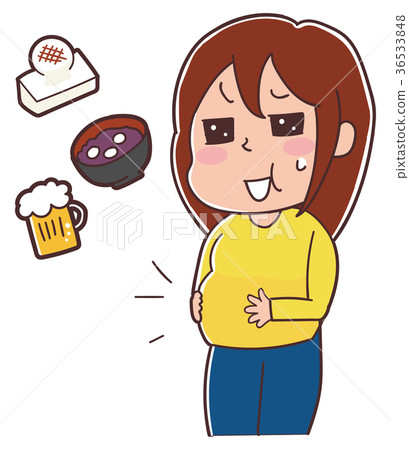 Illustration of a new year overweight woman 36533848