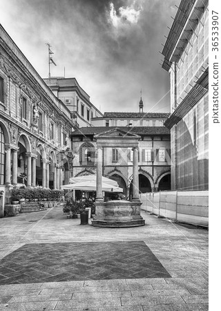 Piazza Mercanti (Merchants' Square) in Milan,Italy 36533907