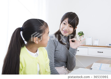 Tutor teacher studying girl teaching teacher 36533991