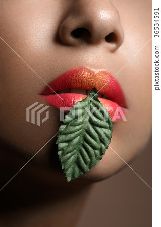 beautiful woman lips closeup 36534591