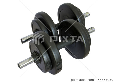 Two dumbbells isolated on white background 36535039