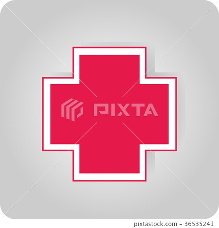 Sticker with a red cross 36535241