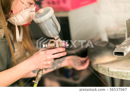 pottery, creating, equipment concept. close up of pottery, creating, equipment concept. close up of 36537067