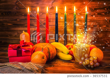 Kwanzaa holiday concept  traditional lit candles 36537531