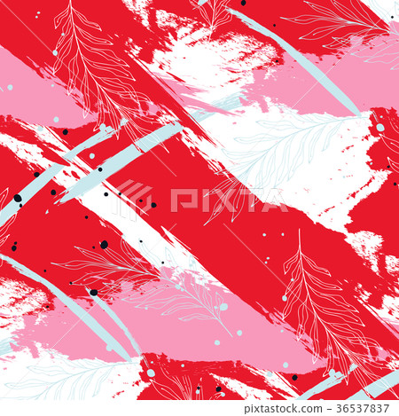 Vector tropical palm leaves on pink green 36537837