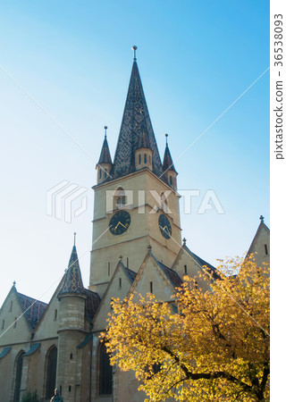 Evening sunset view to Sibiu old town city center  36538093
