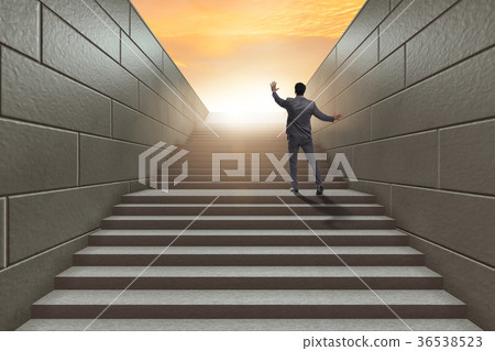 Businessman climbing up challenging career ladder 36538523