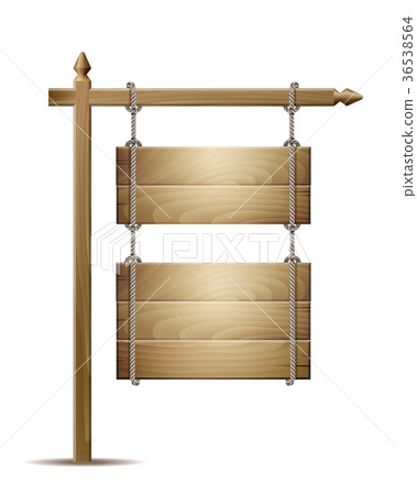 Wooden board sign hanging on a rope 36538564