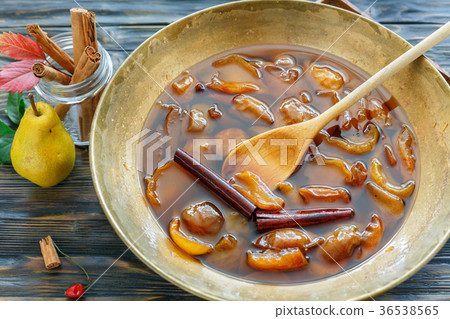 Homemade jam from pears with cinnamon. 36538565