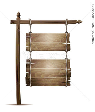 Wooden board sign hanging on a rope 36538647