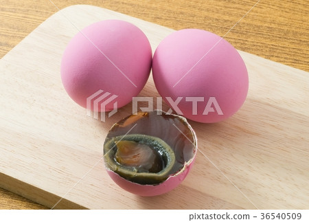 Pink Century Eggs on A Cutting Board Pink Century Eggs on A Cutting Board 36540509