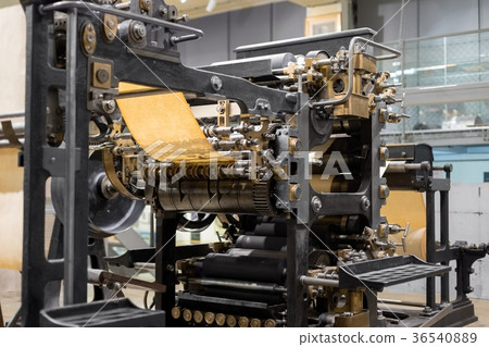 Old Press printing machine closeup Old Press printing machine closeup 36540889