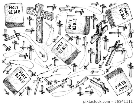 Holy Bible with Wooden Cross Background Holy Bible with Wooden Cross Background 36541111