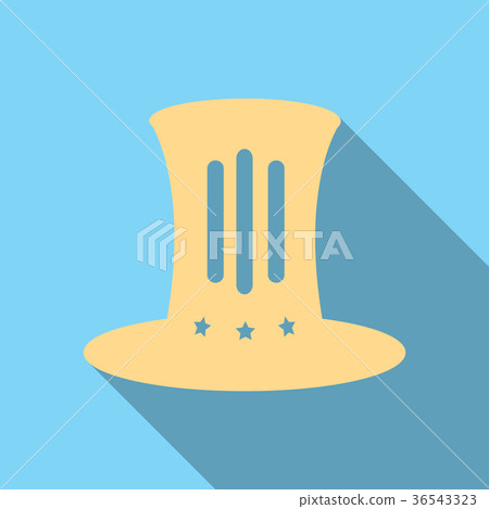 top hat flat icon with long shadow on background 36543323