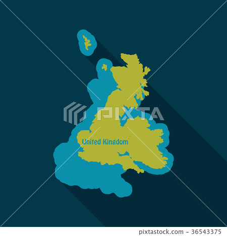United Kingdom UK Regions Map in flat style with 36543375