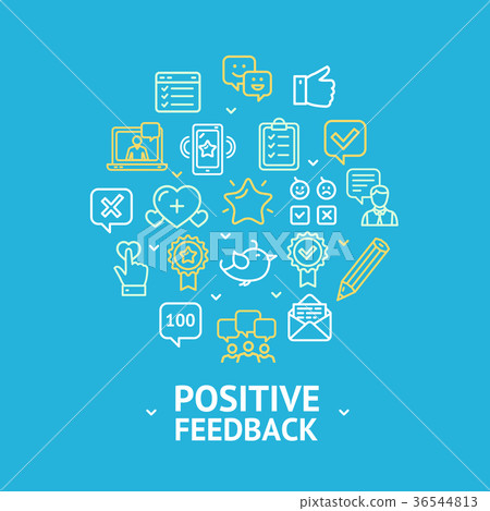 Positive Feedback Round Design Template Line Icon Positive Feedback Round Design Template Line Icon 36544813