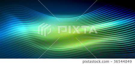 Glowing abstract wave on dark, shiny motion Glowing abstract wave on dark, shiny motion 36544849