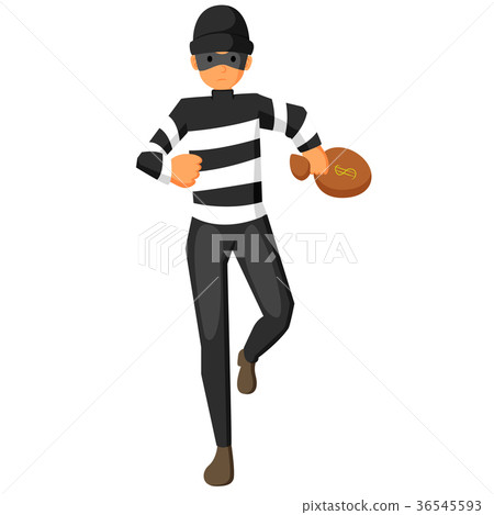 Thief carrying bag of money with a dollar sign 36545593