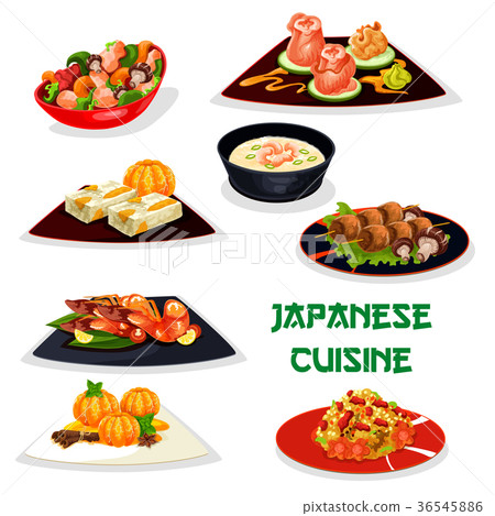 Japanese restaurant dinner icon of asian cuisine 36545886