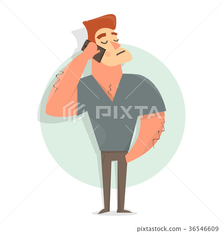 Funny and comic guy talking on the phone 36546609