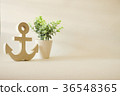 wooden anchor decorative with small tree 36548365