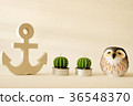 wooden anchor in vintage with owl and candle 36548370