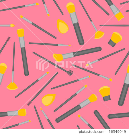 Cartoon Cosmetic Makeup Brush Seamless Pattern 36549049