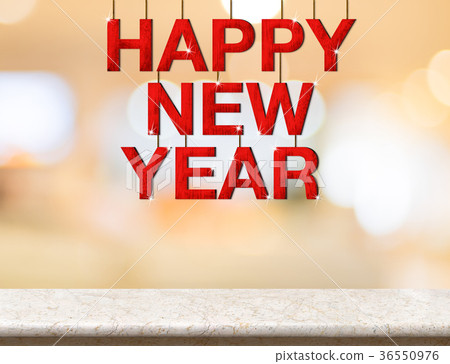 Happy new year red wood hanging marble table 36550976