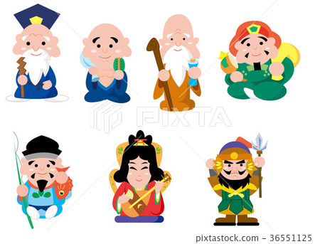 The Seven Lucky Gods Complete. - Stock Illustration [36551125] - PIXTA
