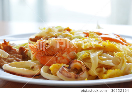 stir fried rice noodle seafood and egg stir fried rice noodle seafood and egg 36552164