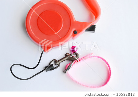 red automatic leash and pink nylon pet collar red automatic leash and pink nylon pet collar 36552818