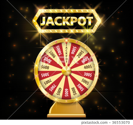 Gold realistic fortune wheel 3d object isolated on 36553070