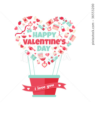 Holiday card with elements for Valentine's Day 36553200